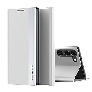 Θήκη Samsung Galaxy S24 5G New Design Leather Stand Cover από συνθετικό δέρμα λευκό
