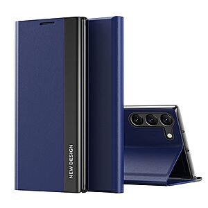 Θήκη Samsung Galaxy S24 5G New Design Leather Stand Cover από συνθετικό δέρμα μπλε σκούρο