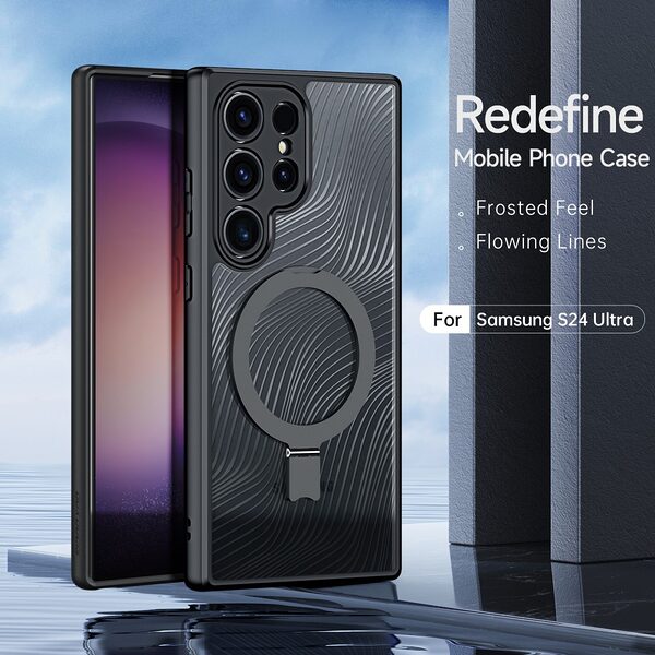 Θήκη Samsung Galaxy S24 Ultra 5G DUX DUCIS Aimo Kickstand Series συμβατό με MagSafe φορτιστή - Ανθεκτική στις Πτώσεις μαύρο - Image 3