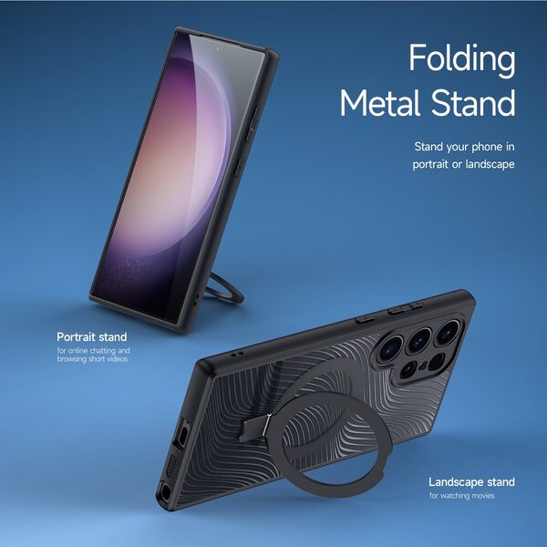 Θήκη Samsung Galaxy S24 Ultra 5G DUX DUCIS Aimo Kickstand Series συμβατό με MagSafe φορτιστή - Ανθεκτική στις Πτώσεις μαύρο - Image 4