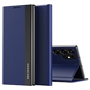 Θήκη Samsung Galaxy S24 Ultra 5G New Design Leather Stand Cover από συνθετικό δέρμα μπλε σκούρο