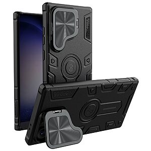Θήκη Samsung Galaxy S24 Ultra 5G NiLLkin Camshield Armor Prop Magnetic Series με προστασία για την κάμερα και βάση στήριξης MagSafe από σκλήρό Premium TPU μαύρο