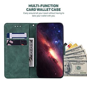 υποδοχές καρτών και μαγνητικό κούμπωμα Flip Wallet από συνθετικό δέρμα πράσινο