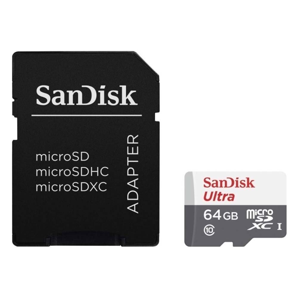 0045845_0 Sandisk Memory 64GB Ultra microSDHC/microSDXC UHS-I (SDSQUNR-064G-GN3MA) (SANSDSQUNR-064G-GN3MA) - Image 1