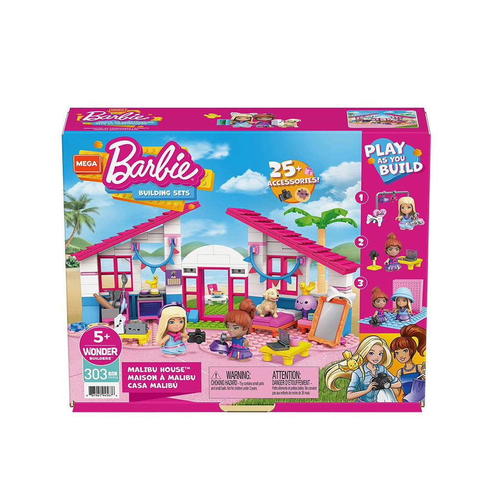 0056208_0 Mega Bloks Τουβλάκια Barbie Σπίτι Malibu για 5+ Ετών 303τμχ (GWR34) (MATGWR34) - Image 1