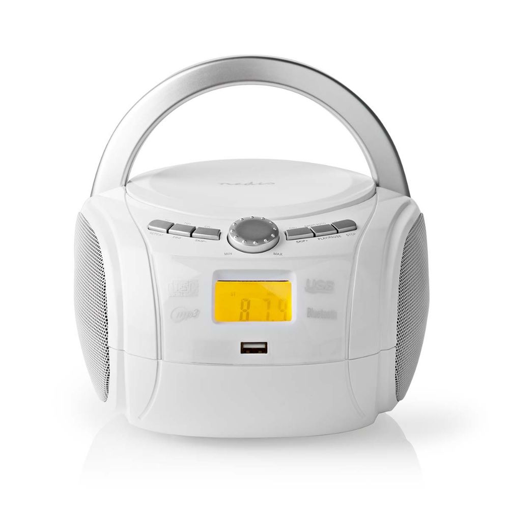 0062496_0 Nedis Φορητό Ηχοσύστημα Boombox με Bluetooth / CD / USB / Ραδιόφωνο σε Λευκό Χρώμα (SPBB100WT) (NEDSPBB100WT) - Image 1