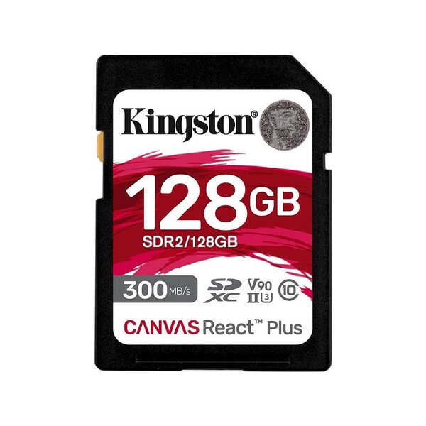 Kingston Canvas React Plus SDXC 128GB Class 10 U3 V90 UHS-II (SDR2/128GB) (KINSDR2-128GB) - Image 1