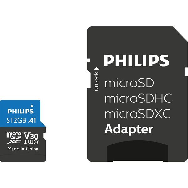 Philips microSDXC 512GB Class 10 U3 UHS-I με αντάπτορα (FM51MP65B/00) (PHIFM51MP65B-00) - Image 1
