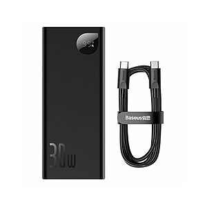 Baseus Adaman Metal Power Bank 20000mAh 30W με 2 Θύρες USB-A και Θύρα USB-C Power Delivery / Quick Charge 3.0 Μαύρο (PPAD030001) (BASPPAD030001)