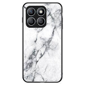 Θήκη Honor X8b OEM σχέδιο Marble με Πλάτη Tempered Glass TPU λευκό