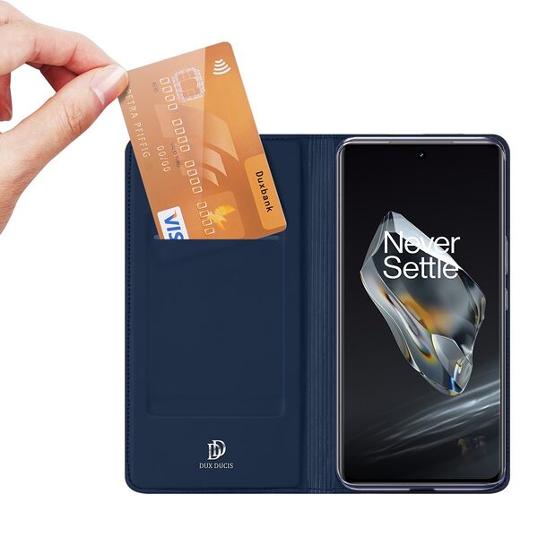 υποδοχή καρτών και μαγνητικό κούμπωμα Flip Wallet από συνθετικό δέρμα και TPU μπλε