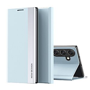 Θήκη Samsung Galaxy A35 5G New Design Leather Stand Cover από συνθετικό δέρμα γαλάζιο