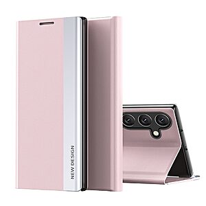 Θήκη Samsung Galaxy A35 5G New Design Leather Stand Cover από συνθετικό δέρμα ροζ