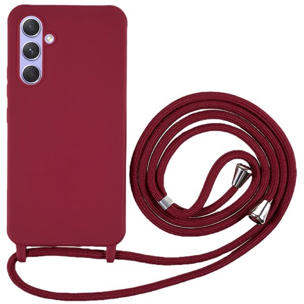 Θήκη Samsung Galaxy A55 5G OEM Soft Silicone Sockproof v3 πλάτη με κορδόνι από αντικραδασμικό TPU κόκκινο σκούρο