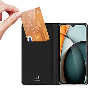 υποδοχή καρτών και μαγνητικό κούμπωμα Flip Wallet από συνθετικό δέρμα και TPU μαύρο