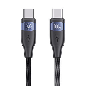 Καλώδιο φόρτισης Fast Charging & Data USAMS U85 Aluminum Alloy Type-C σε Type-C PD 100W  1.2m (SJ632USB01) μαύρο