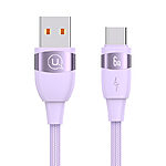 Καλώδιο φόρτισης Fast Charging & Data USAMS U85 Aluminum Alloy USB-A σε Type-C 6A 1.2m (SJ630USB03) μωβ