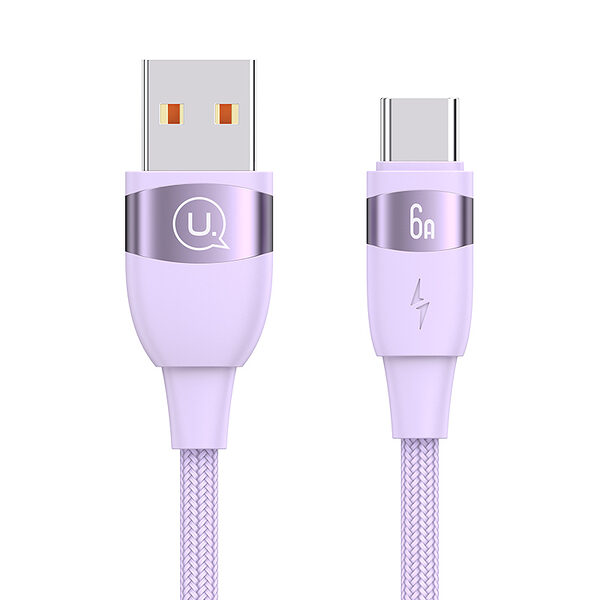 Καλώδιο φόρτισης Fast Charging & Data USAMS U85 Aluminum Alloy USB-A σε Type-C 6A 1.2m (SJ630USB03) μωβ