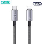 Καλώδιο Φόρτισης Fast Charging και Data USAMS Sufeng Series Aluminum Alloy Type-C σε lightning 30W 0.25m (SJ679USB01) μαύρο