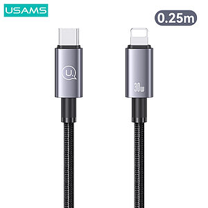 Καλώδιο Φόρτισης Fast Charging και Data USAMS Sufeng Series Aluminum Alloy Type-C σε lightning 30W 0.25m (SJ679USB01) μαύρο