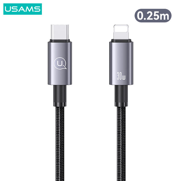 Καλώδιο Φόρτισης Fast Charging και Data USAMS Sufeng Series Aluminum Alloy Type-C σε lightning 30W 0.25m (SJ679USB01) μαύρο