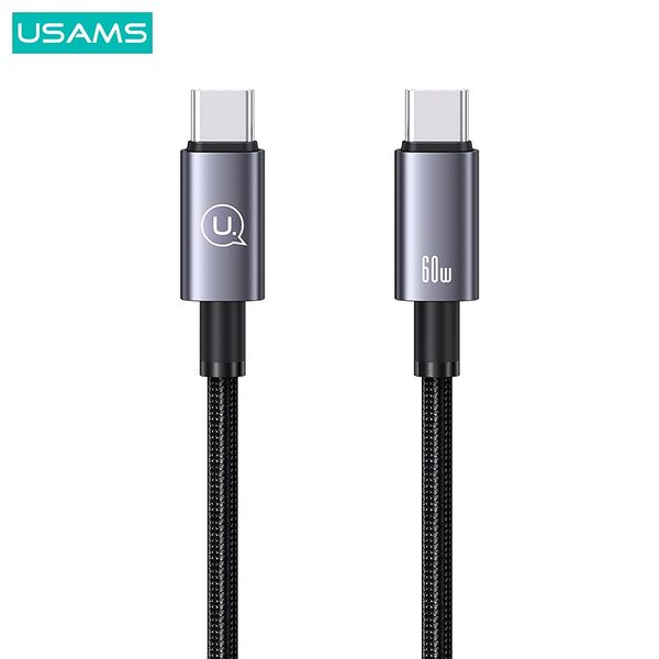 Καλώδιο Φόρτισης Fast Charging και Data USAMS Sufeng Series Aluminum Alloy Type-C σε Type-C 60W 0.25m (SJ678USB01) μαύρο