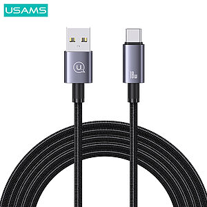 Καλώδιο Φόρτισης Fast Charging και Data USAMS Sufeng Series Aluminum Alloy USB-A σε Type-C 3A 0.25m (SJ680USB01) μαύρο