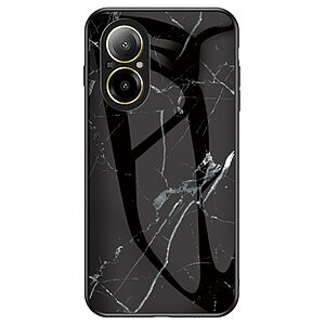 Θήκη Realme C67 4G OEM σχέδιο Marble με Πλάτη Tempered Glass TPU μαύρο