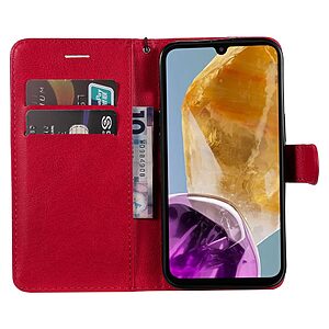 υποδοχή καρτών και μαγνητικό κούμπωμα Flip Wallet από συνθετικό δέρμα και εσωτερικό TPU κόκκινο