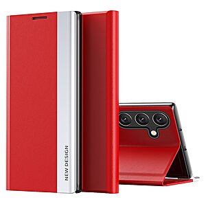 Θήκη Samsung Galaxy M55 5G New Design Leather Stand Cover από συνθετικό δέρμα κόκκινο