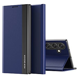 Θήκη Samsung Galaxy M55 5G New Design Leather Stand Cover από συνθετικό δέρμα μπλε σκούρο