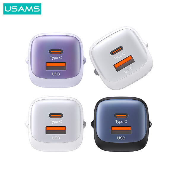 usams cc254 hc series epitoichios fortistis gan fast charger 30w 2 x port usb a kai type c 32 4