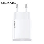 USAMS US-CC118 T34 επιτοίχιος φορτιστής PD Fast Travel Charger 1 x port Type-C 20W (CC118TC01) λευκό