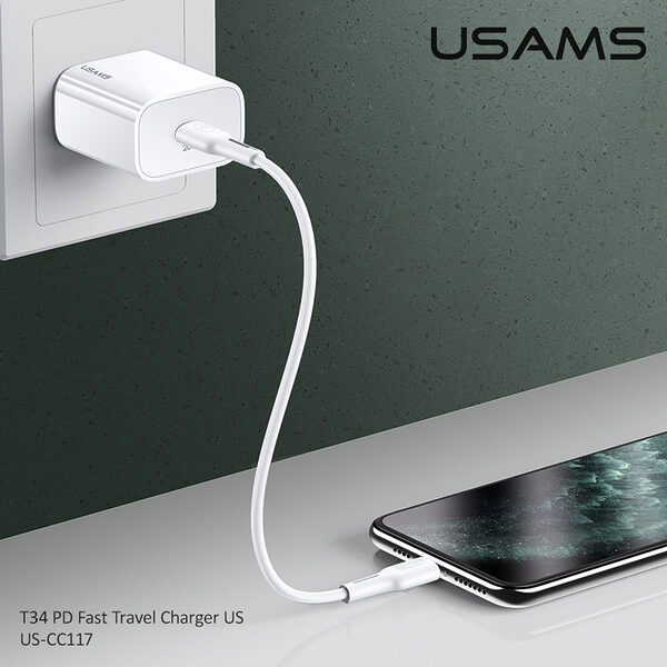 usams us cc118 t34 epitoichios fortistis pd fast travel charger 1 x port type c 20w 36 2