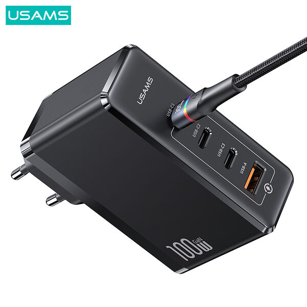 usams us cc163 t50 epitoichios fortistis gan fast charger 100w 4 x ports 1 x usb a kai 3 x type c 35 2