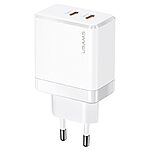 USAMS US-CC172 T54 επιτοίχιος φορτιστής GaN Fast Charger 40W 2 x port Type-C (CC172TC02) λευκό