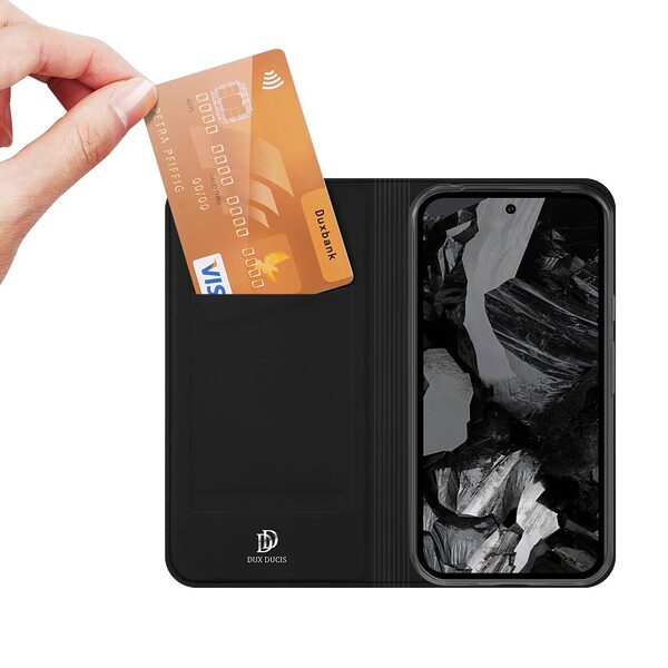 υποδοχή καρτών και μαγνητικό κούμπωμα Flip Wallet από συνθετικό δέρμα και TPU μαύρο