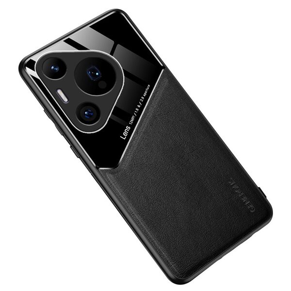 Θήκη Huawei Pura 70 Pro OEM Magnetic Glass Series πλάτη με ενσωματωμένο μαγνήτη και υποστήριξη μαγνητικής βάσης από συνθετικό δέρμα TPU μαύρο