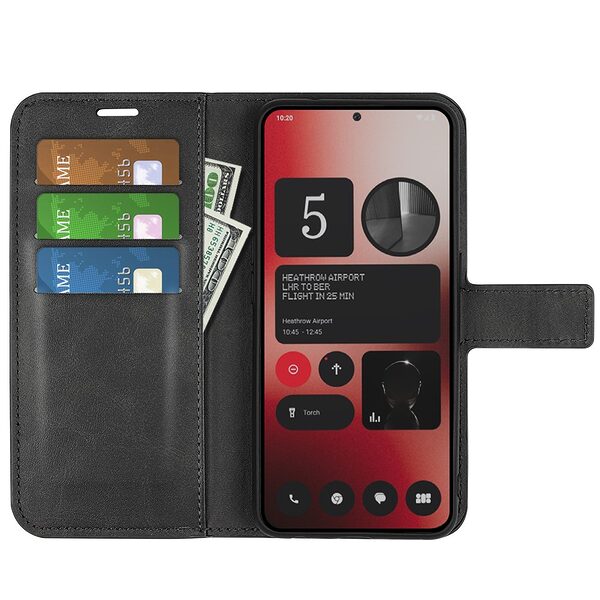 υποδοχές καρτών και μαγνητικό κούμπωμα Flip Wallet από συνθετικό δέρμα μαύρο