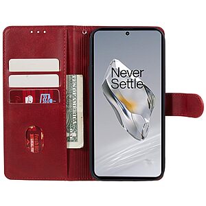 υποδοχές καρτών και μαγνητικό κούμπωμα Flip Wallet από συνθετικό δέρμα κόκκινο