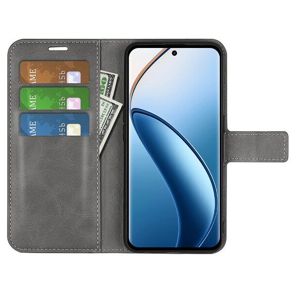 υποδοχές καρτών και μαγνητικό κούμπωμα Flip Wallet από συνθετικό δέρμα γκρι