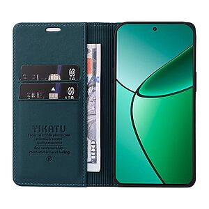 υποδοχή καρτών και μαγνητικό κούμπωμα Flip Wallet από συνθετικό δέρμα και TPU πράσινο
