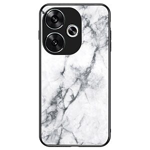 Θήκη Xiaomi Poco F6 5G OEM σχέδιο Marble με Πλάτη Tempered Glass TPU λευκό