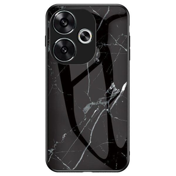 Θήκη Xiaomi Poco F6 5G OEM σχέδιο Marble με Πλάτη Tempered Glass TPU μαύρο