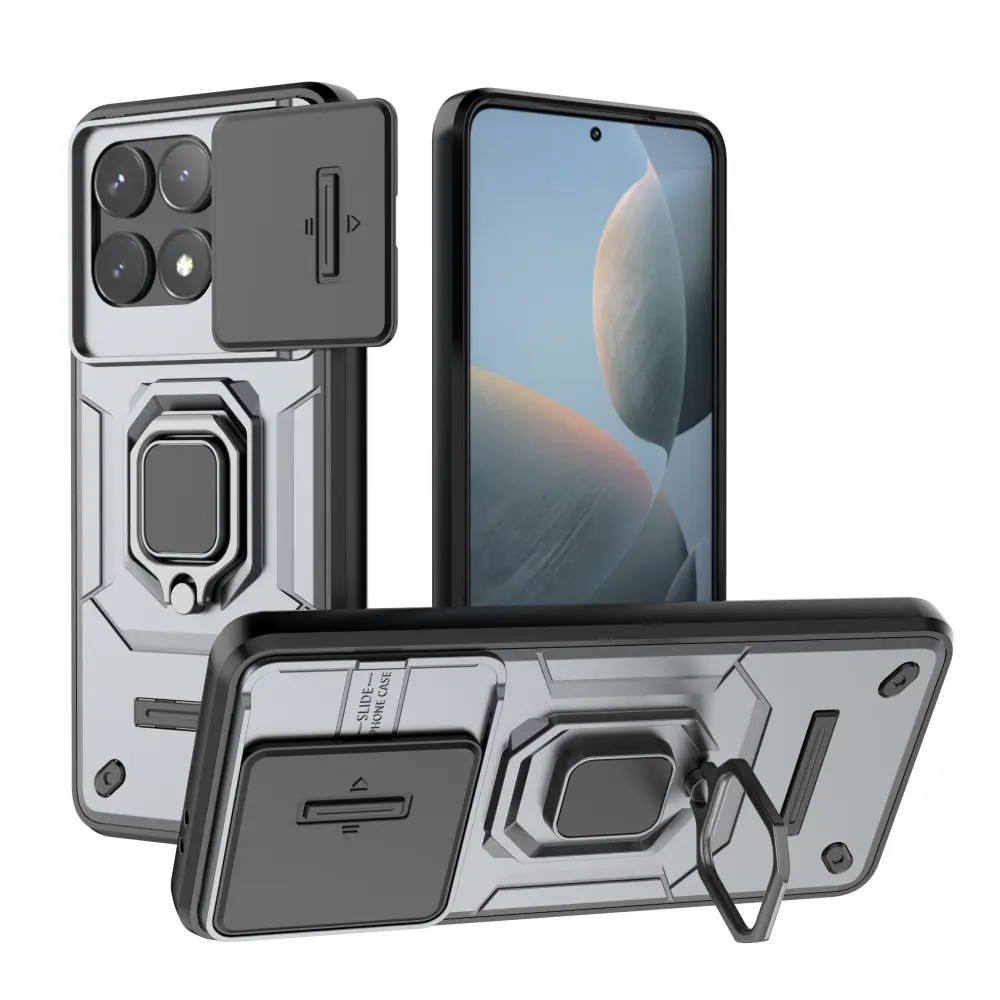 Θήκη Xiaomi Poco F6 Pro 5G Mad Mask Camshield Armor Guard v3 Πλάτη με προστασία για την κάμερα, Kickstand και Βάση στήριξης από σκλήρό Premium TPU γκρι - Image 4