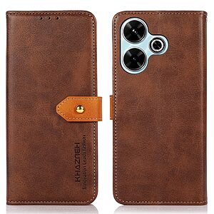 Θήκη Xiaomi Redmi 13 / Poco M6 KHAZNEH Leather Wallet Golden Clasp με βάση στήριξης