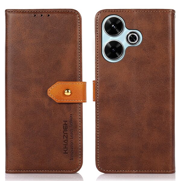 Θήκη Xiaomi Redmi 13 / Poco M6 KHAZNEH Leather Wallet Golden Clasp με βάση στήριξης