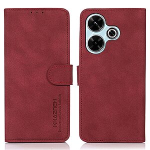 Θήκη Xiaomi Redmi 13 / Poco M6 KHAZNEH Litchi Skin Texture Leather με βάση στήριξης