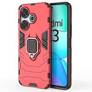 Θήκη Xiaomi Redmi 13 / Poco M6 Mad Mask Πλάτη Thin Armor με Μαγνητικό δαχτυλίδι και Βάση στήριξης TPU κόκκινο