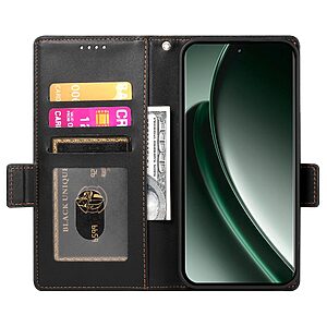 υποδοχή καρτών και μαγνητικό κούμπωμα Flip Wallet από συνθετικό δέρμα και εσωτερικό TPU μαύρο